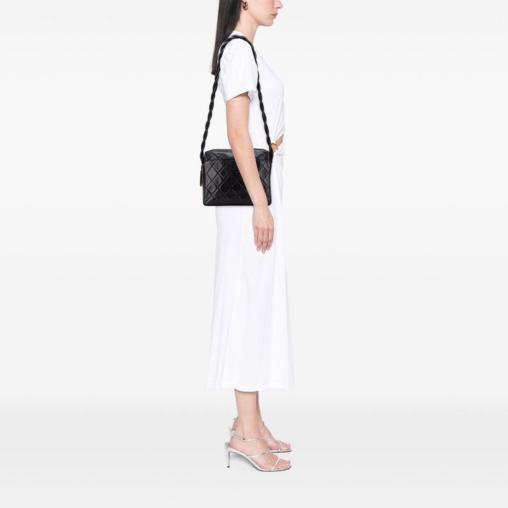 Chanel CC Quilted Cuir d’agneau Twisted Strap Sac porté croisé Noir