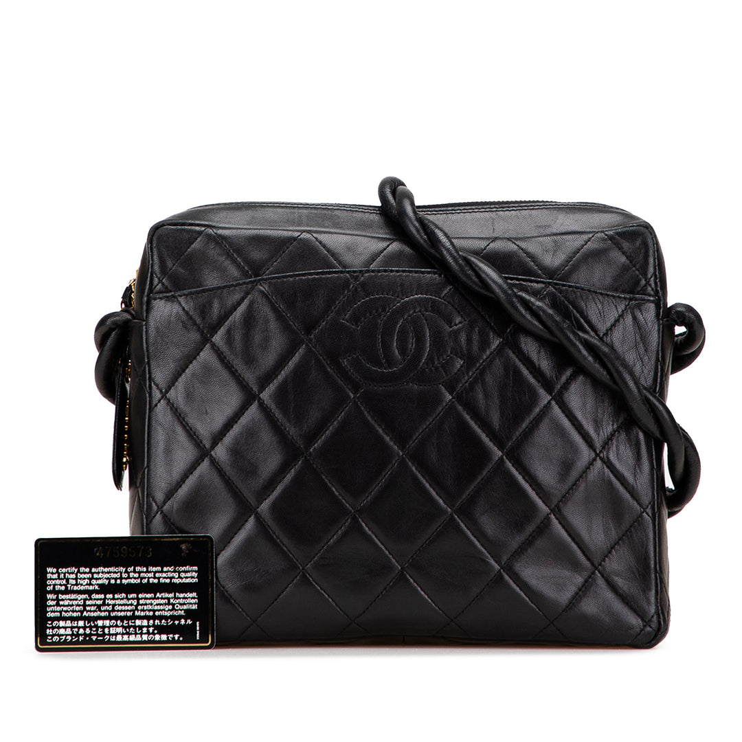 Chanel CC Quilted Cuir d’agneau Twisted Strap Sac porté croisé Noir