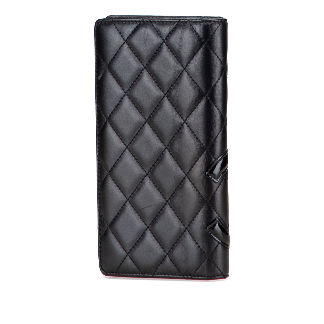 Chanel Quilted Cuir d’agneau Cambon Ligne Bifold Wallet Noir