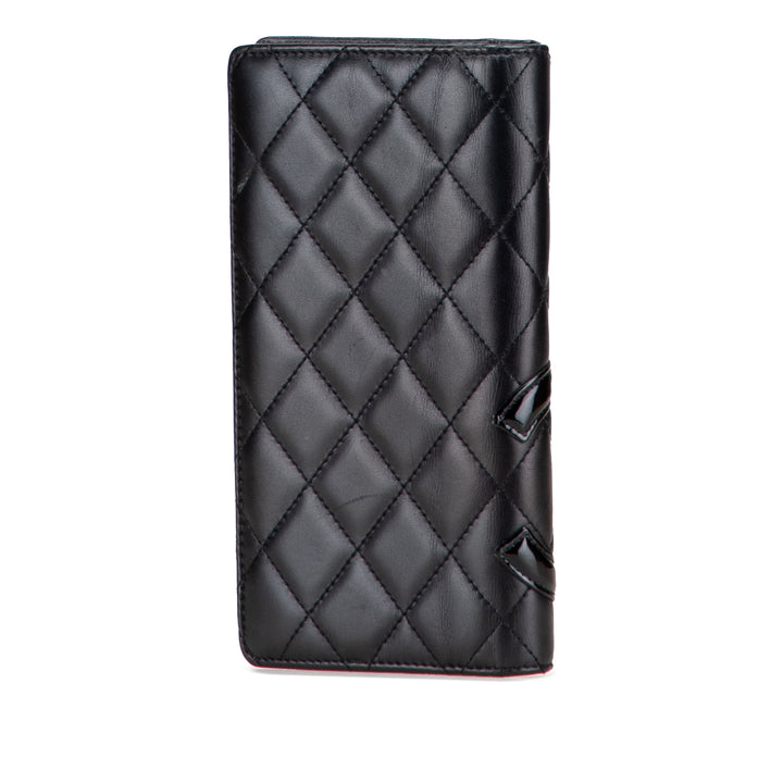 Chanel Quilted Cuir d’agneau Cambon Ligne Bifold Wallet Noir