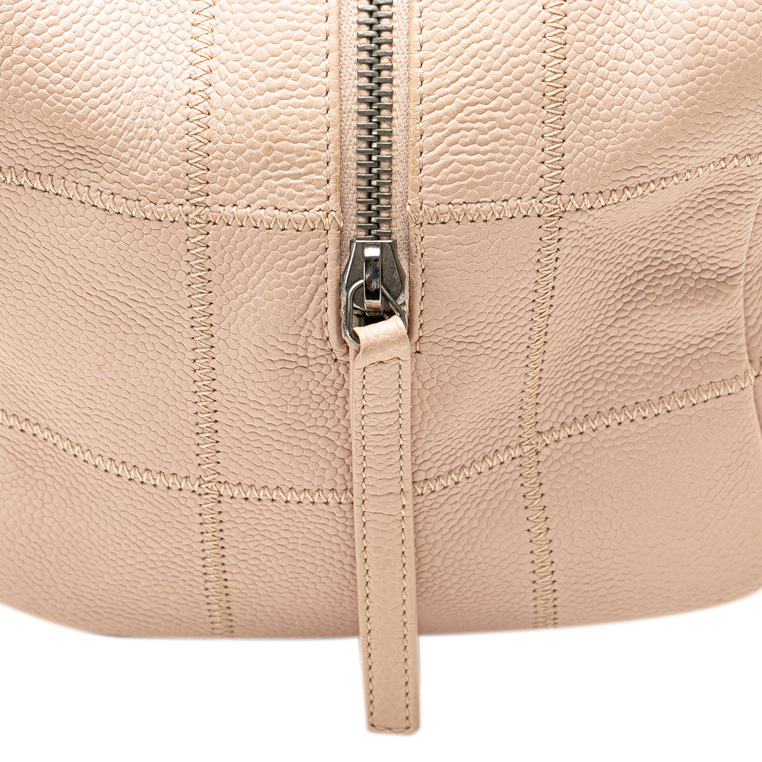 Small Choco Bar Caviar LAX Bowler Bag Brown - Gaby Paris