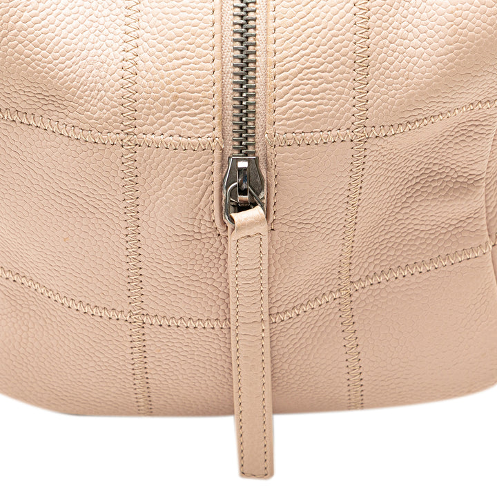 Small Choco Bar Caviar LAX Bowler Bag Brown - Gaby Paris