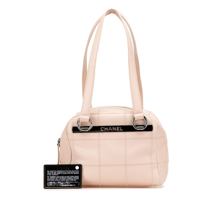 Small Choco Bar Caviar LAX Bowler Bag Brown - Gaby Paris