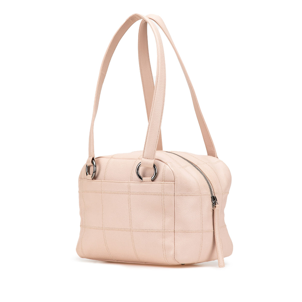 Small Choco Bar Caviar LAX Bowler Bag Brown - Gaby Paris
