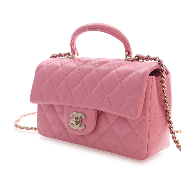 Chanel Mini Rectangular Classic Cuir d'agneau anse supérieure à rabat