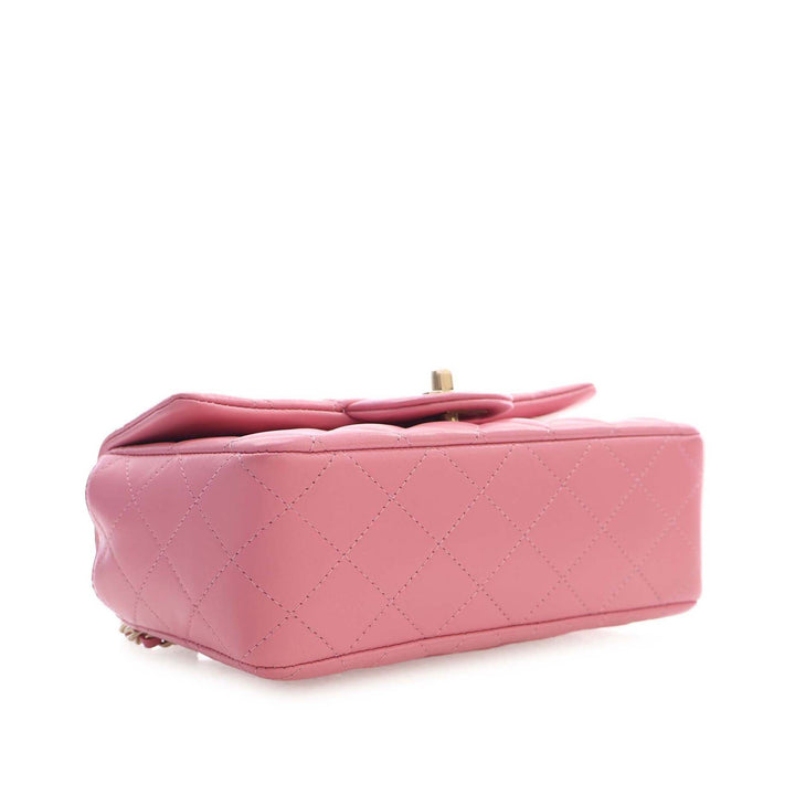 Chanel Mini Rectangular Classic Cuir d'agneau anse supérieure à rabat