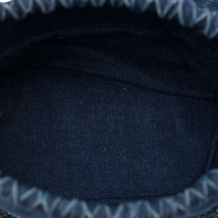 Chanel CC Woven Jean et Raffia Drawstring Bucket Sac