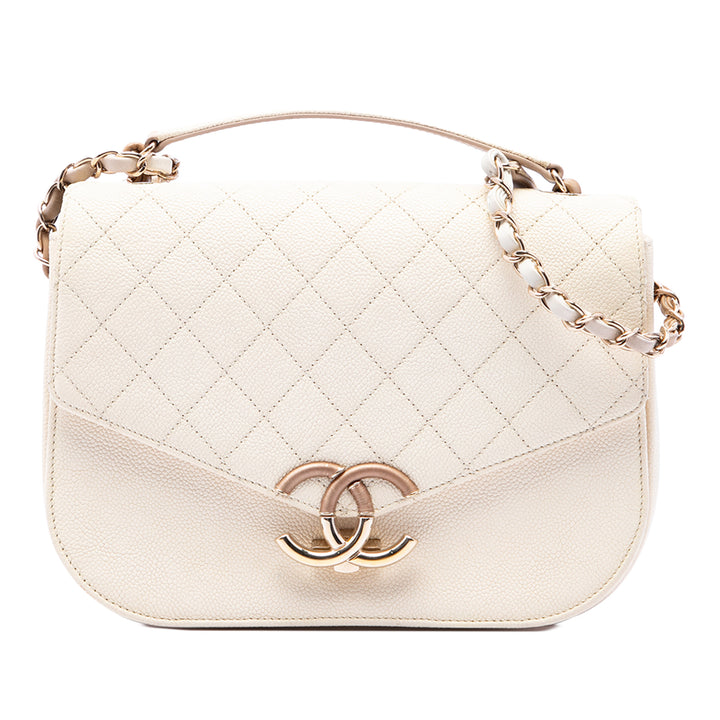 Chanel Sac à main Paris Cuba Thread Around à rabat Moyen Cuir caviar Marron – vue principale – GABY PARIS