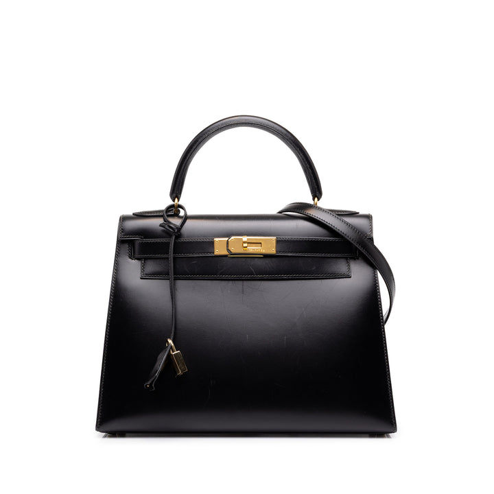 Hermès Box Veau Kelly Sellier 28 Box Noir – vue principale – GABY PARIS