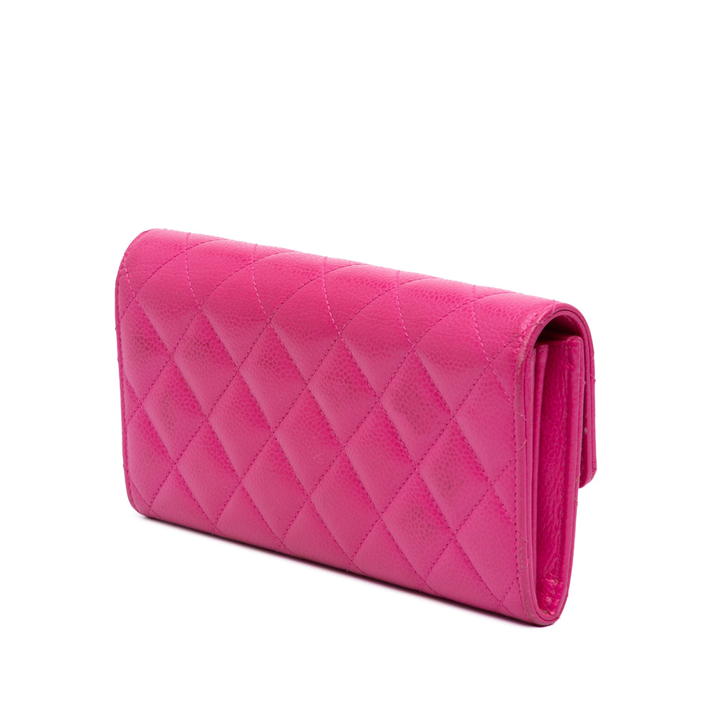 CC Quilted Caviar Long Wallet Pink - Gaby Paris
