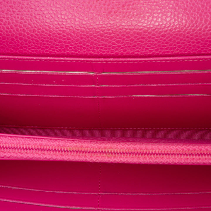 CC Quilted Caviar Long Wallet Pink - Gaby Paris