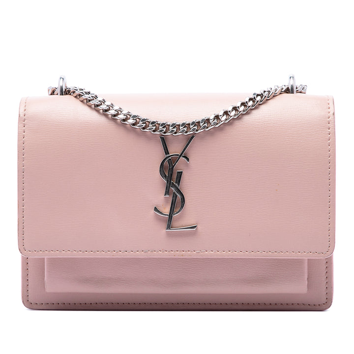 Sunset Wallet on Chain Mini Cuir de veau Rose