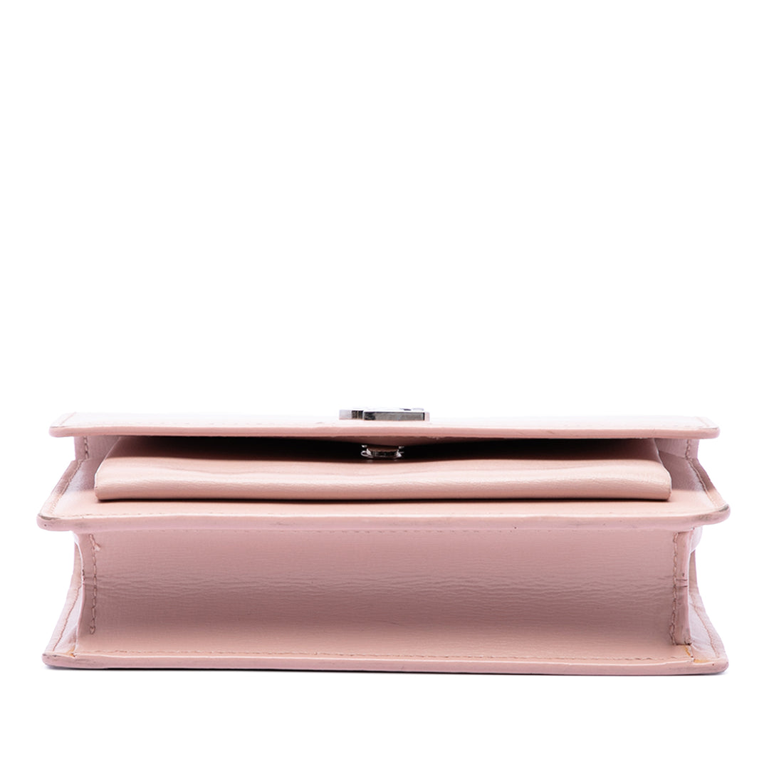 Sunset Wallet on Chain Mini Cuir de veau Rose