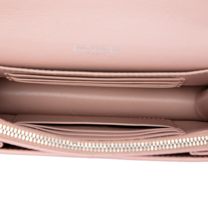 Sunset Wallet on Chain Mini Cuir de veau Rose