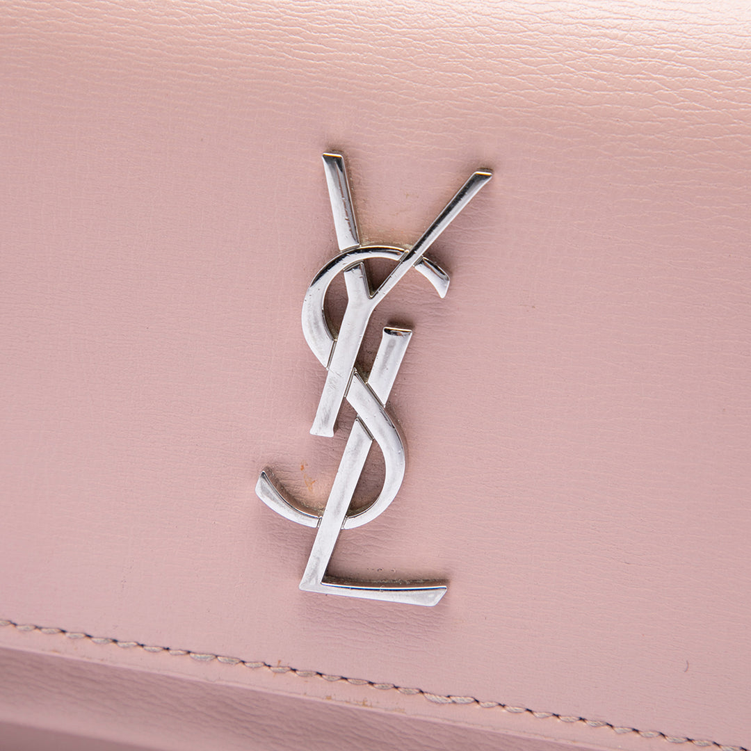 Sunset Wallet on Chain Mini Cuir de veau Rose