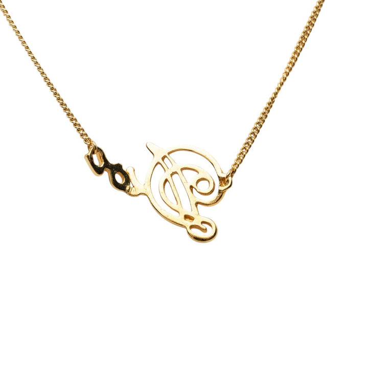 Dior plaqué Cursive Logo Pendant Collier Métal