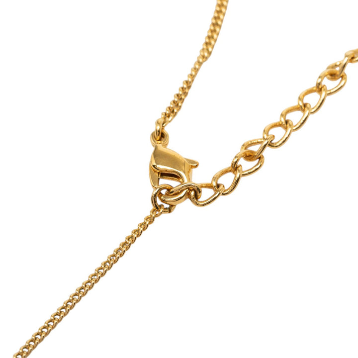Dior plaqué Cursive Logo Pendant Collier Métal