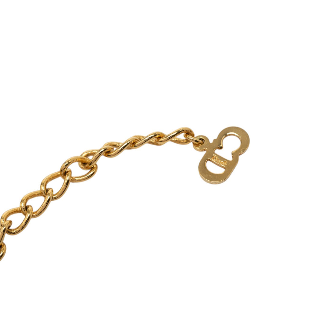 Dior plaqué Cursive Logo Pendant Collier Métal