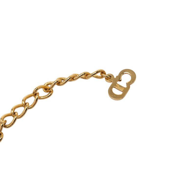 Dior plaqué Cursive Logo Pendant Collier Métal