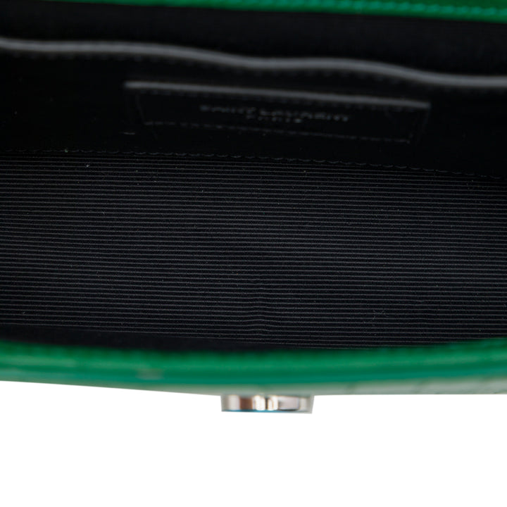 Saint Laurent Croc embossé Kate Pompon Sac Petit Vert – vue 4 – GABY PARIS