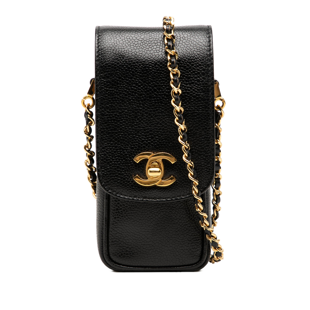 Chanel CC Phone Sac Cuir caviar Noir