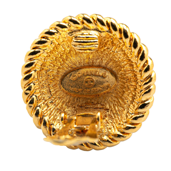 Gold Plated CC Round Clip On Earrings Gold - Gaby Paris