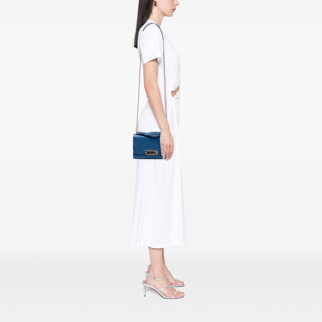 Chanel Matelassé grainé Label Click à rabat Petit Cuir de veau grainé Bleu – vue 6 – GABY PARIS