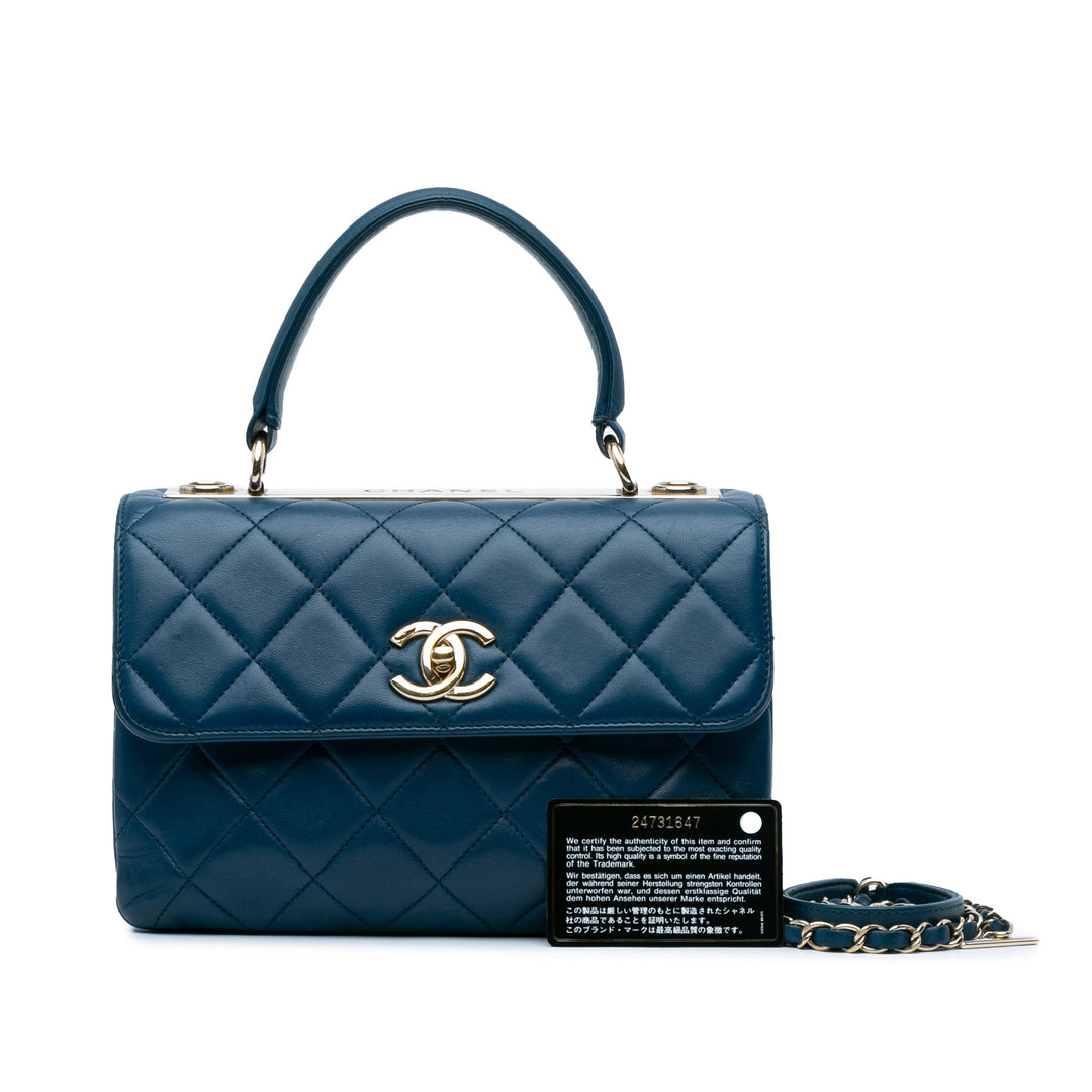Small Quilted Lambskin Trendy CC Flap Blue - Gaby Paris