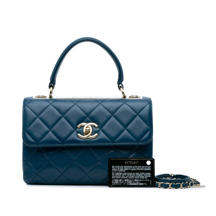 Small Quilted Lambskin Trendy CC Flap Blue - Gaby Paris