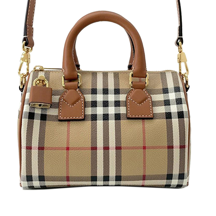 Burberry Mini House Check Coated Toile Bowling Bag Marron – GABY PARIS Authentique