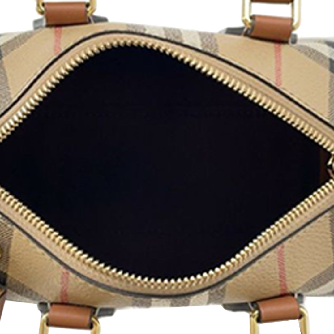 Burberry Mini House Check Coated Toile Bowling Bag Marron – GABY PARIS Authentique