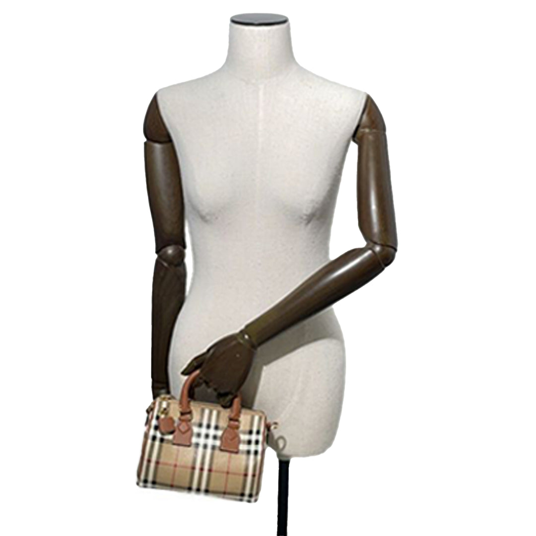 Burberry Mini House Check Coated Toile Bowling Bag Marron – GABY PARIS Authentique