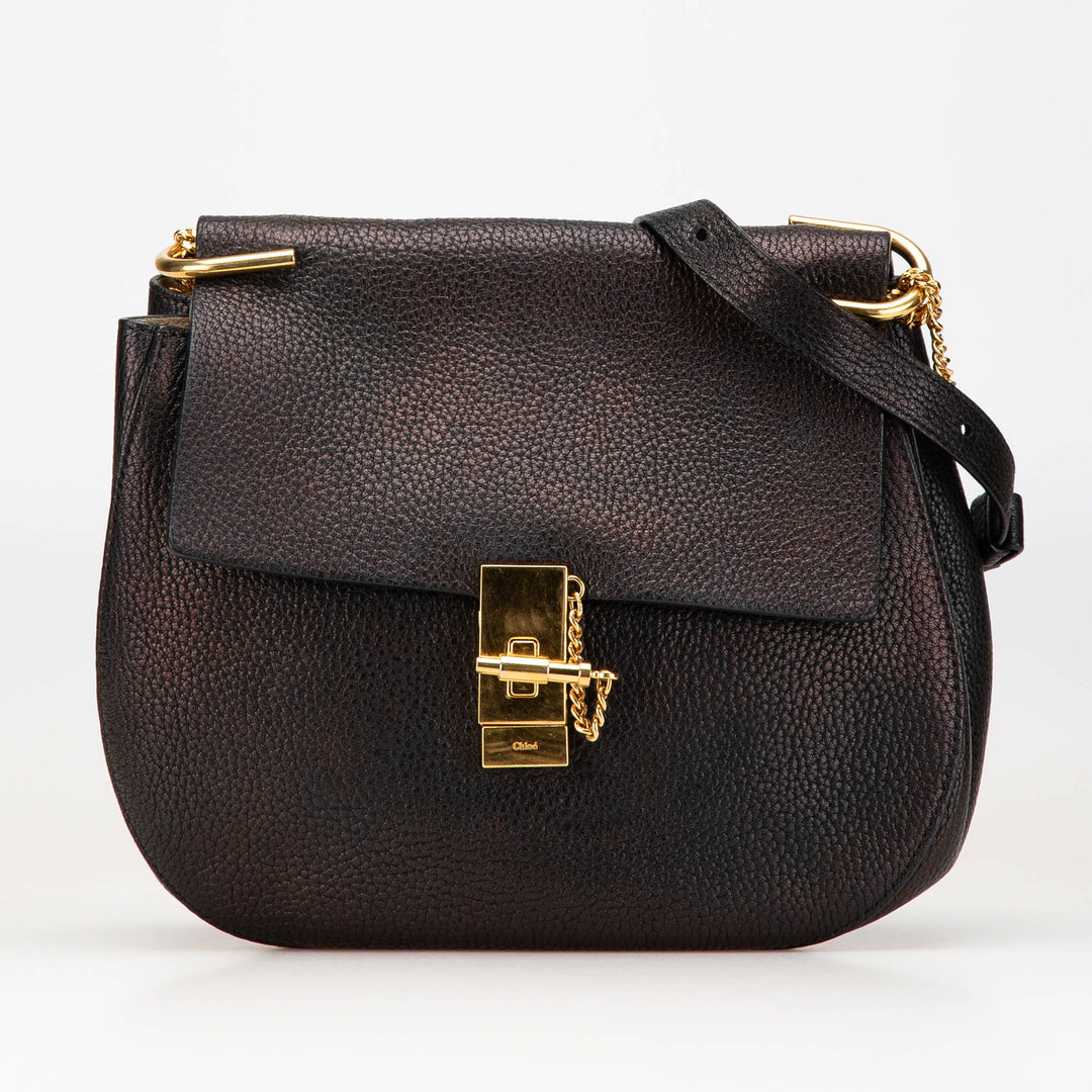 Large Grained Lambskin Drew Crossbody Black - Gaby Paris