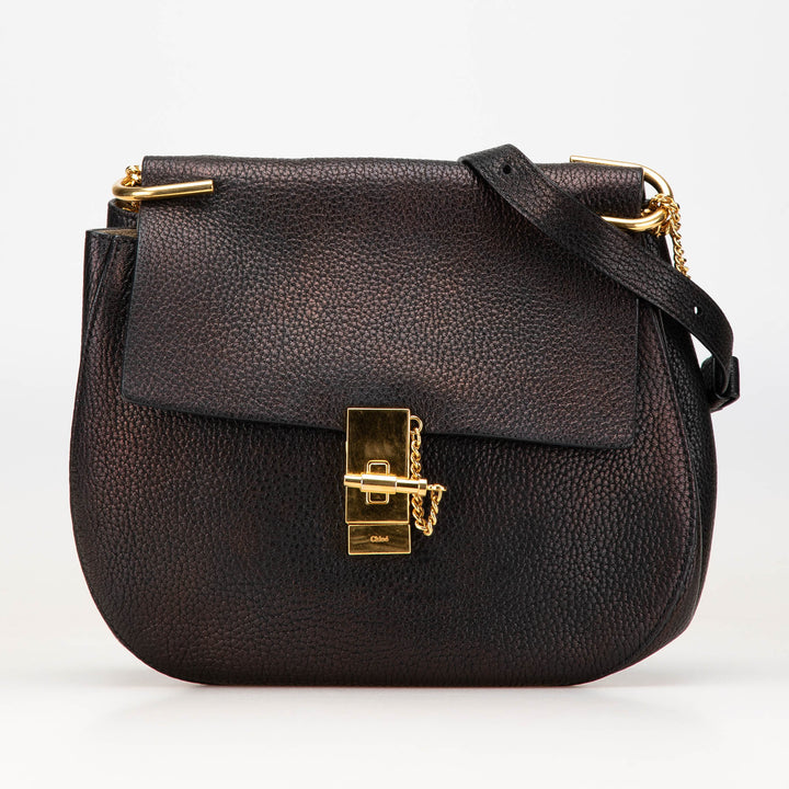Large Grained Lambskin Drew Crossbody Black - Gaby Paris