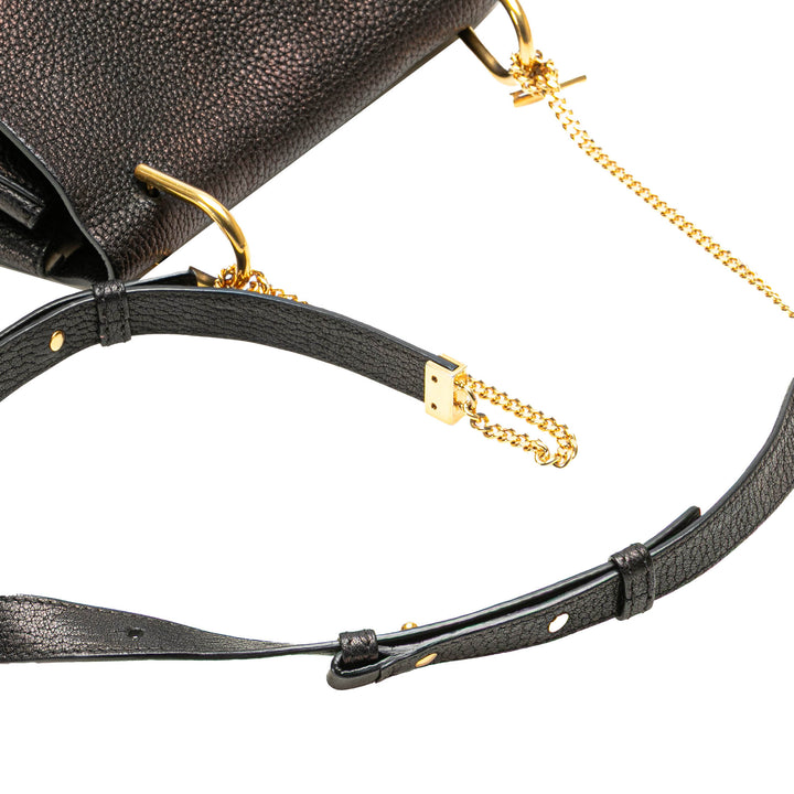 Large Grained Lambskin Drew Crossbody Black - Gaby Paris
