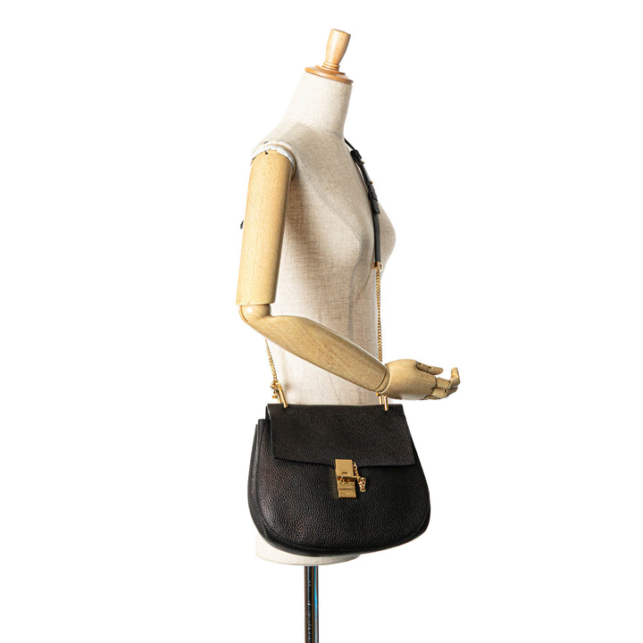 Large Grained Lambskin Drew Crossbody Black - Gaby Paris