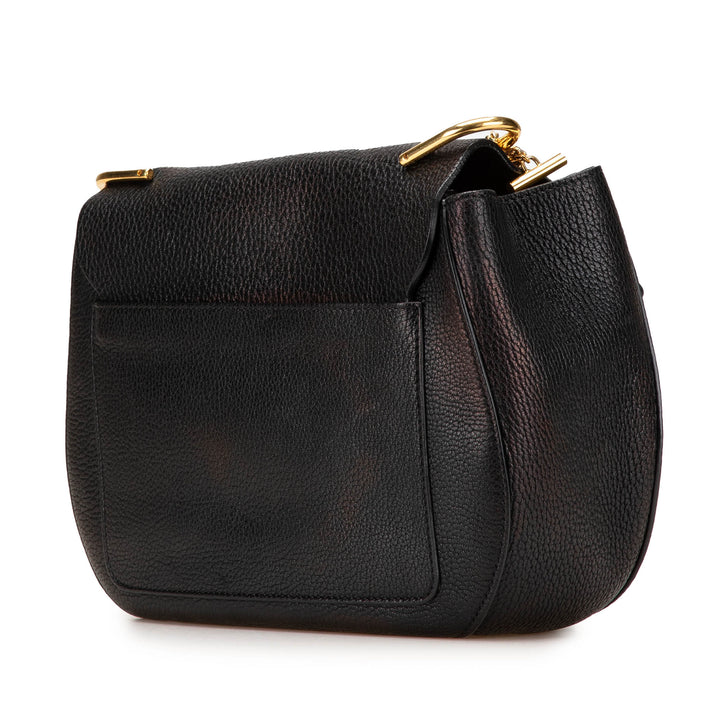 Large Grained Lambskin Drew Crossbody Black - Gaby Paris