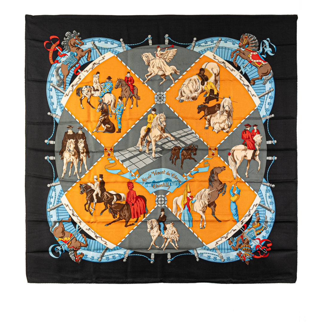 Musee Vivant du Cheval Chantilly Silk Scarf Black - Gaby Paris