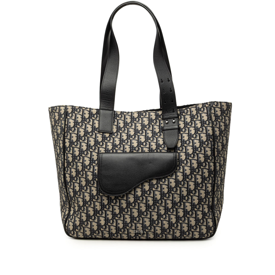 Dior Cabas Saddle Oblique Bleu – vue principale – GABY PARIS