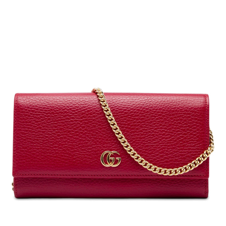 GG Marmont Wallet on Chain Cuir de veau Rouge