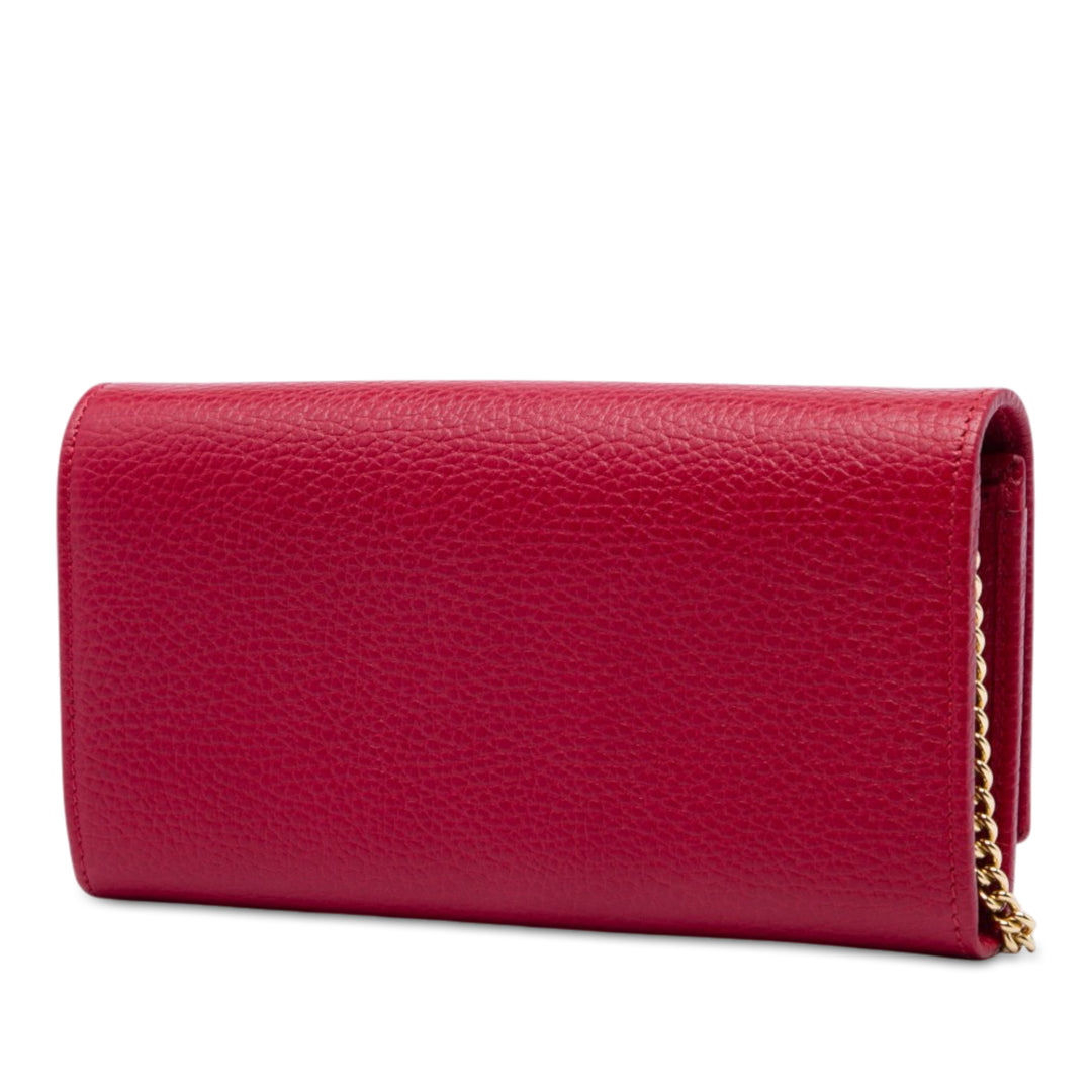 GG Marmont Wallet on Chain Cuir de veau Rouge