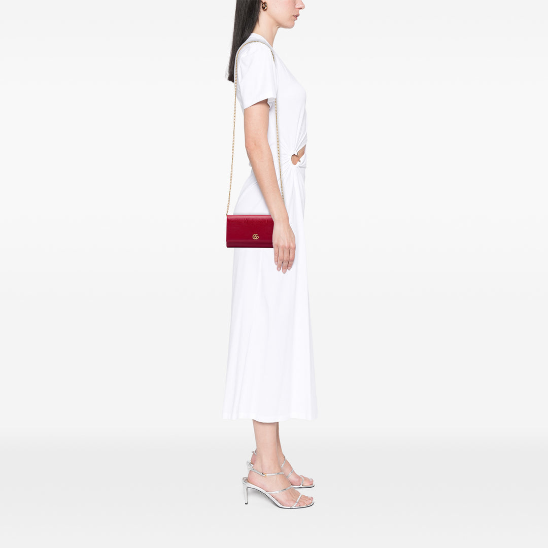 GG Marmont Wallet on Chain Cuir de veau Rouge