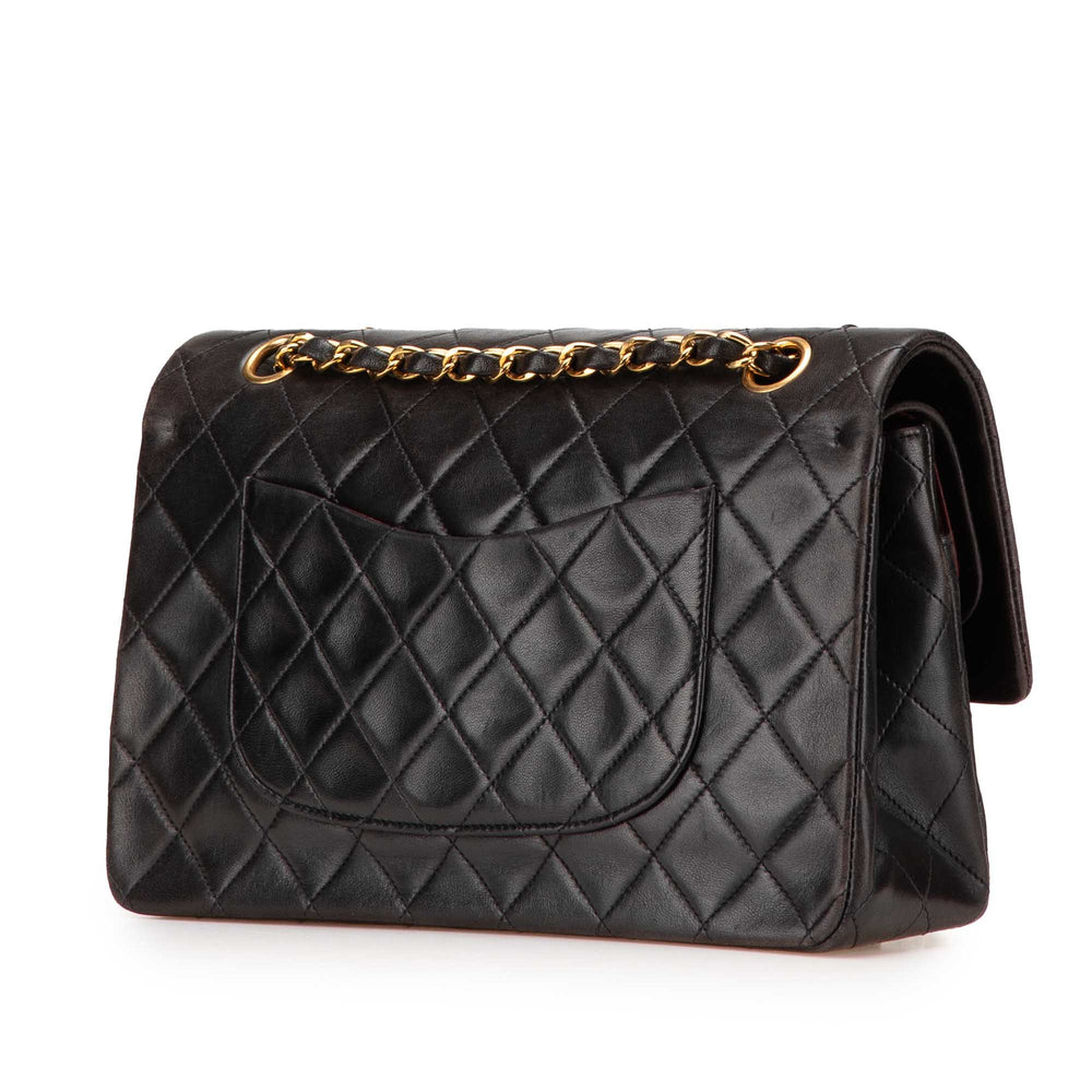 Medium Classic Lambskin Double Flap Black - Gaby Paris