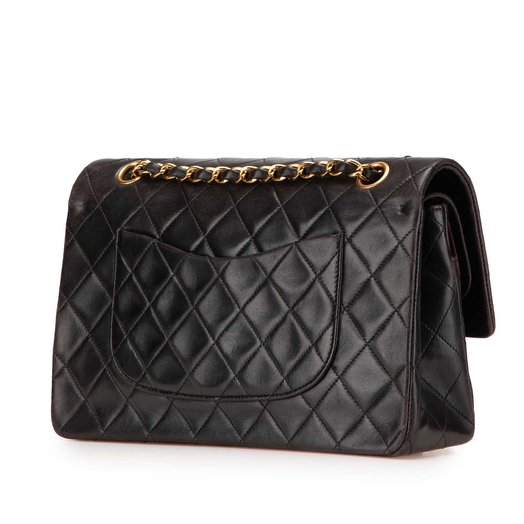 Medium Classic Lambskin Double Flap Black - Gaby Paris