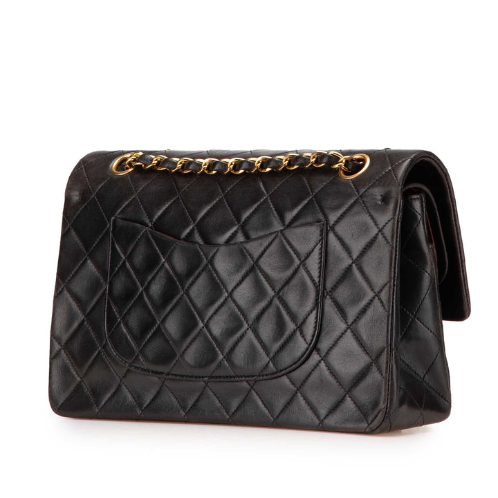 Medium Classic Lambskin Double Flap Black - Gaby Paris