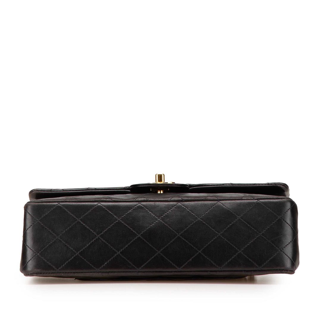 Medium Classic Lambskin Double Flap Black - Gaby Paris