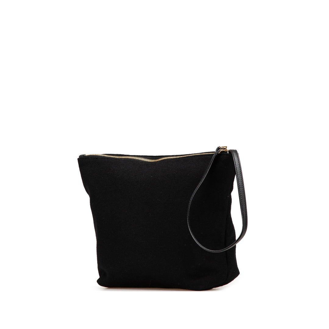 Saint Laurent Laine Embroidered Rive Gauche Pochette Noir