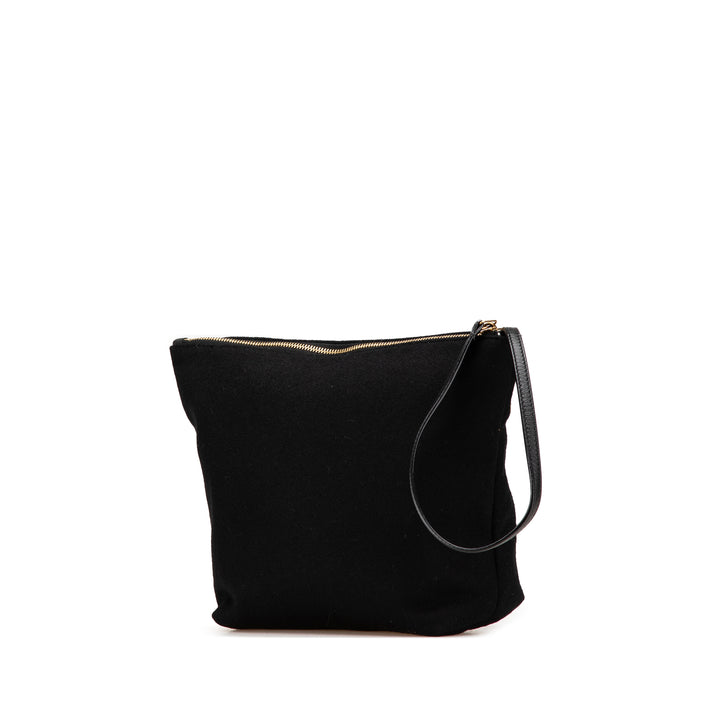 Saint Laurent Laine Embroidered Rive Gauche Pochette Noir