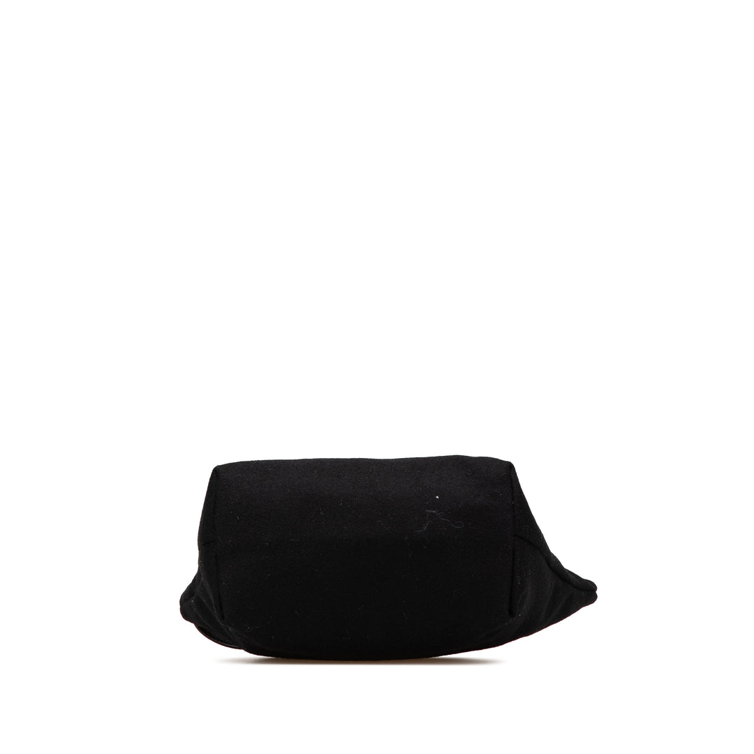 Saint Laurent Laine Embroidered Rive Gauche Pochette Noir