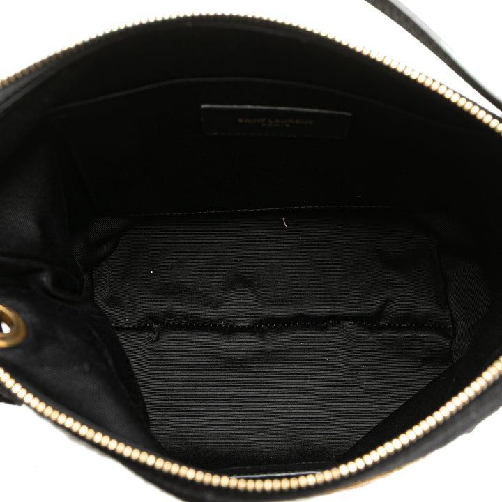 Saint Laurent Laine Embroidered Rive Gauche Pochette Noir